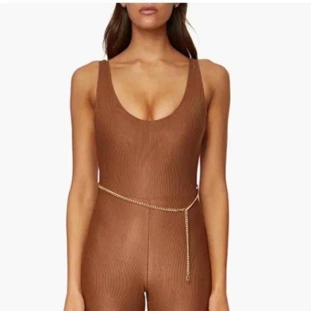 WeWoreWhat Ribbed Belted Bodysuit / Pantsuit XS